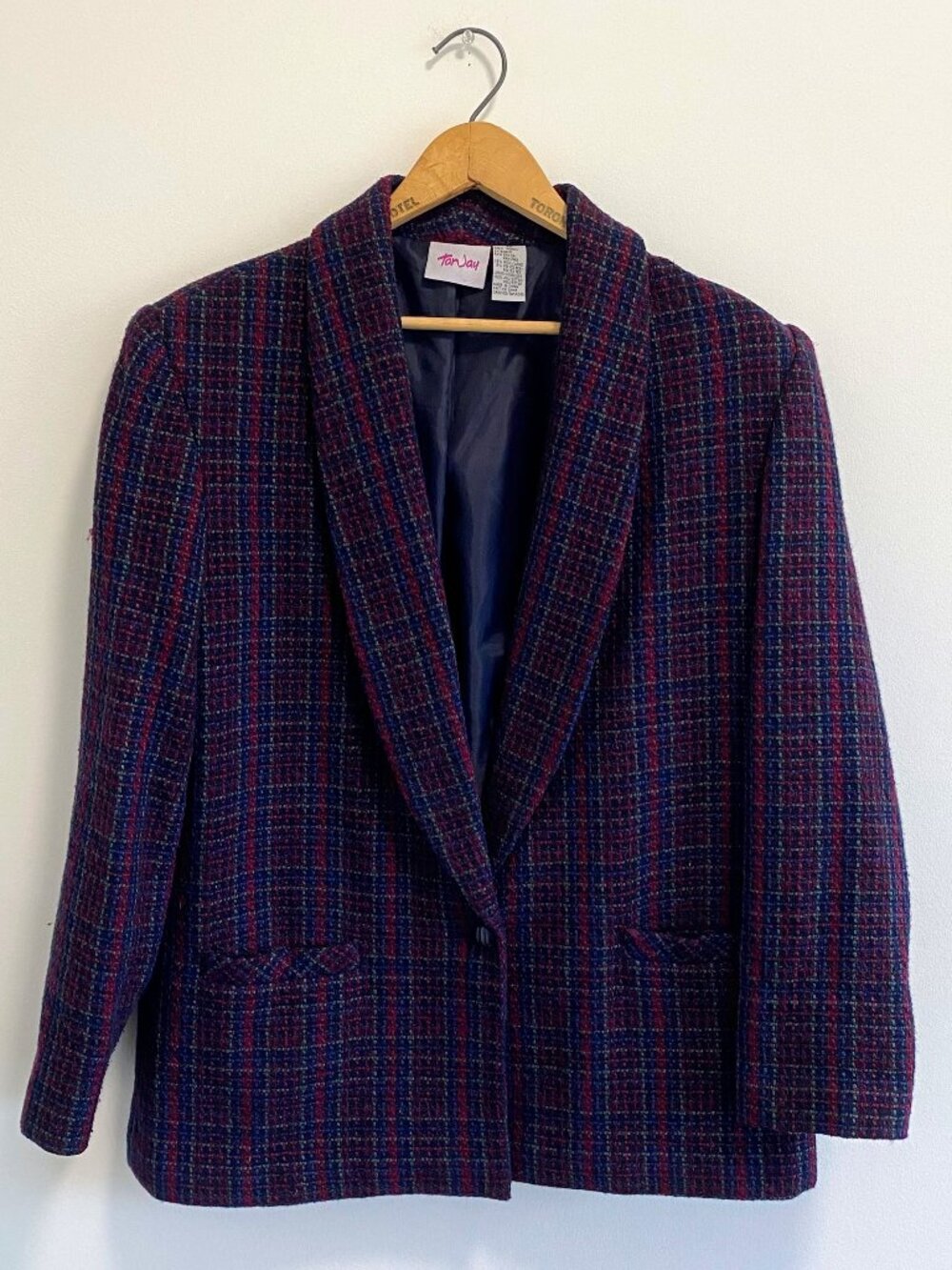 Vintage Multicolour Tweed Wool Blend Boyfriend Blazer / 90s